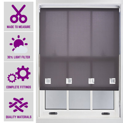 Furnished Daylight Roller Blind With Big Square Eyelets Free Cut Service - Dark Grey (W)180Cm X (L)165Cm - image 1