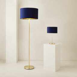 Valuelights Charles Gold Table Lamp With Metallic & Navy Velvet Shade - thumbnail 7