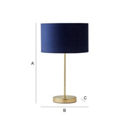 Valuelights Charles Gold Table Lamp With Metallic & Navy Velvet Shade - thumbnail 8
