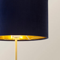Valuelights Charles Gold Table Lamp With Metallic & Navy Velvet Shade - thumbnail 3