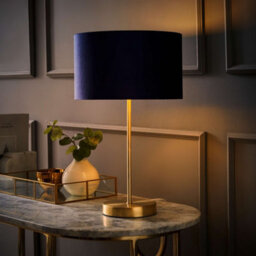 Valuelights Charles Gold Table Lamp With Metallic & Navy Velvet Shade - thumbnail 5