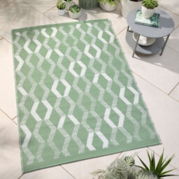 Fusion Rico Outdoor Vertical Zig Zags Uv Resistant Green Outdoor Rug - thumbnail 1