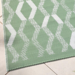 Fusion Rico Outdoor Vertical Zig Zags Uv Resistant Green Outdoor Rug - thumbnail 2