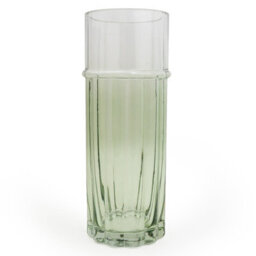 Madison & Mayfair Large Elegant Two-Tone Glass Cylinder Vase - Clear & Green - thumbnail 2