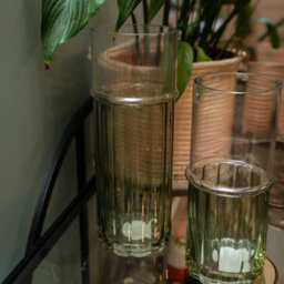 Madison & Mayfair Large Elegant Two-Tone Glass Cylinder Vase - Clear & Green - thumbnail 1
