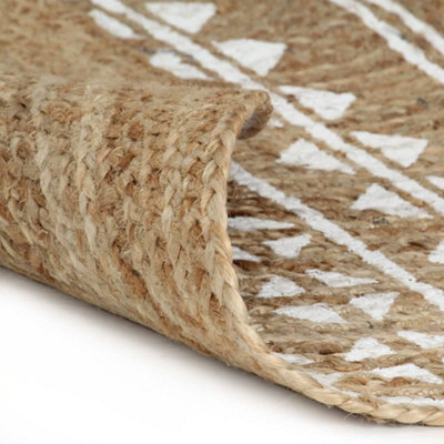Berkfield Modern Handmade Rug Jute With White Print 150 Cm - image 1