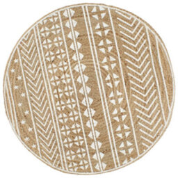 Berkfield Modern Handmade Rug Jute With White Print 150 Cm - thumbnail 2