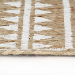 Berkfield Modern Handmade Rug Jute With White Print 150 Cm - thumbnail 3