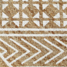 Berkfield Modern Handmade Rug Jute With White Print 150 Cm - thumbnail 4