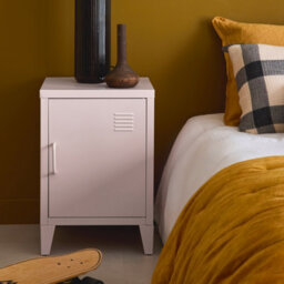 Sweeek - Industrial Metal Bedside Table With 1 Door Soho Pink 38X38X57 Cm - thumbnail 7