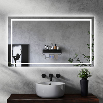 Maerts-E Bathroom Mirror With Led Lights 1200 X 700 mm 3 Colour Dimmable Lighting Demister Touch Illuminated Wall Mounted Vanity Mirror - image 1