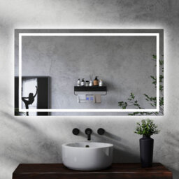 Maerts-E Bathroom Mirror With Led Lights 1200 X 700 mm 3 Colour Dimmable Lighting Demister Touch Illuminated Wall Mounted Vanity Mirror - thumbnail 1