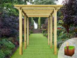 Edecks Heavy Duty Royal Walkway Wooden Garden Pergola (W 2400mm X D 4800mm) With Steel Spikes (2.7M) - thumbnail 3