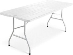 Keplin 6Ft Folding Table With White Wood Slate Patterned Top, 180X70X74Cm (Wood Slate)