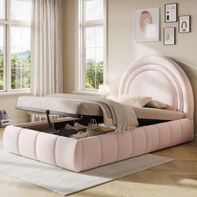 Modernluxe 3Ft Single Bed, 90X190 Cm, Ottoman Bed, Hydraulic Bed, With Headboard And Large Storage Space, Velvet, Pink - image 1