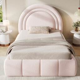 Modernluxe 3Ft Single Bed, 90X190 Cm, Ottoman Bed, Hydraulic Bed, With Headboard And Large Storage Space, Velvet, Pink - thumbnail 2