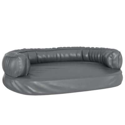 Berkfield Luxury Ergonomic Foam Dog Bed Grey 75X53 Cm Faux Leather - image 1