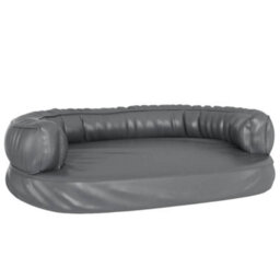 Berkfield Luxury Ergonomic Foam Dog Bed Grey 75X53 Cm Faux Leather
