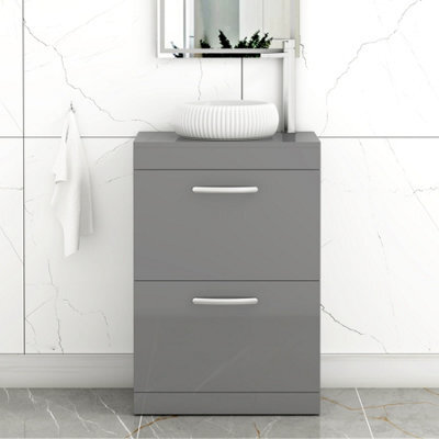 Royal Bathrooms Turin 800mm Freestanding Bathroom Vanity Unit With Sink 2 Drawer Indigo Grey Gloss & Milan Countertop Basin - image 1