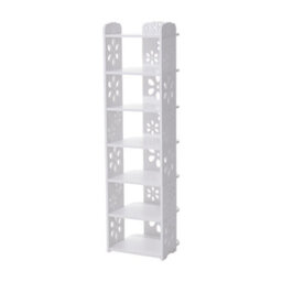Living And Home 7 Tier White Plastic Shoe Rack Shoe Storage Organiser Open Style Shoe Shelf - thumbnail 4