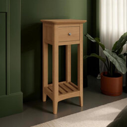 Fwstyle Natural Ash Wooden 1 Drawer Telephone Table Ready Assembled - thumbnail 1