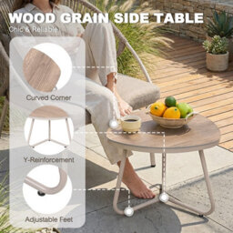 Avestar 3-Piece Patio Bistro Set With Zippered Cushions, Wood-Grain Tabletop, Handwoven Twisted Pe Rattan Chairs - thumbnail 6