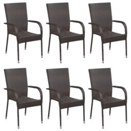 Walplus 7 Piece Garden Outdoor Dining Set Suitable For Backyard, Patio Poly Rattan Brown - thumbnail 5