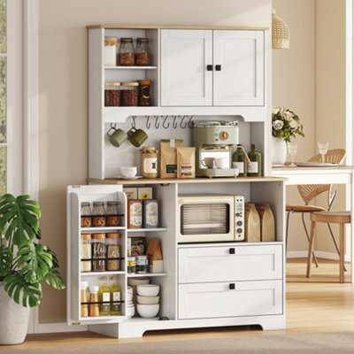 Homcom Kitchen Cupboard, Kitchen Cabinet With 2 Cabinets, 2 Drawers, White - image 1