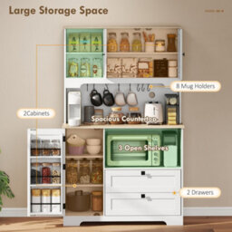 Homcom Kitchen Cupboard, Kitchen Cabinet With 2 Cabinets, 2 Drawers, White - thumbnail 4