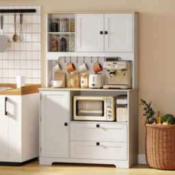Homcom Kitchen Cupboard, Kitchen Cabinet With 2 Cabinets, 2 Drawers, White - thumbnail 2