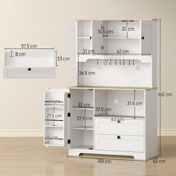 Homcom Kitchen Cupboard, Kitchen Cabinet With 2 Cabinets, 2 Drawers, White - thumbnail 3