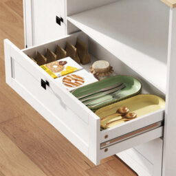 Homcom Kitchen Cupboard, Kitchen Cabinet With 2 Cabinets, 2 Drawers, White - thumbnail 9