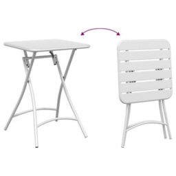 Berkfield Foldable Garden Table White 55X55X73 Cm Steel - thumbnail 9