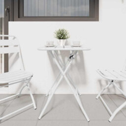 Berkfield Foldable Garden Table White 55X55X73 Cm Steel - thumbnail 3