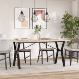 Berkfield Dining Table Y-Frame 140X80X75.5 Cm Solid Wood Pine And Steel - thumbnail 3