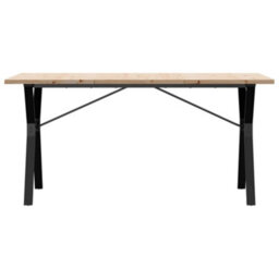 Berkfield Dining Table Y-Frame 140X80X75.5 Cm Solid Wood Pine And Steel - thumbnail 4