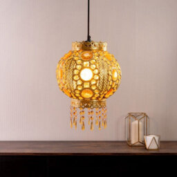 Valuelights Bazaar Moroccan Jewelled Gold Ceiling Lamp Shade And Bulb - thumbnail 2