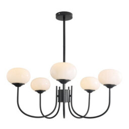 Living And Home 5-Light Creamy White Glass Shades Lampshade Pendant Light Chandelier Fixture E27 - thumbnail 4