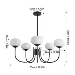 Living And Home 5-Light Creamy White Glass Shades Lampshade Pendant Light Chandelier Fixture E27 - thumbnail 7
