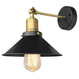 Long Life Lamps Company Modern Vintage Industrial Antique Brass Black Scone Wall Light Lamp Shade Wd025