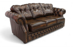 Chesterfield 3 Seater Sofa Settee Antique Tan Leather In Era Style - thumbnail 2