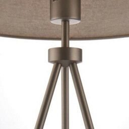 Modern Tripod Table Lamp Nickel & Grey Shade Slim Metal Leg Bedside Desk Light - thumbnail 4
