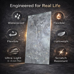 Ener-J Pack Of 2 Britwall Charcoal-Toned Flexible Marble Wall Panel Sheet 1200 X 600 mm - thumbnail 2