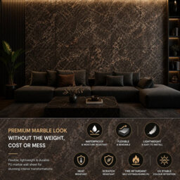 Ener-J Pack Of 2 Britwall Charcoal-Toned Flexible Marble Wall Panel Sheet 1200 X 600 mm - thumbnail 3