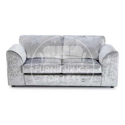 Furnishings For Less UK Crystal Crushed Velvet Fabric Fabric 3 Seater Sofa Silver - Full Back - image 1