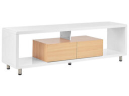 Wyld And Coco Novahome Tv Stand White And Light Brown High Gloss, 2 Drawers, W159 X D39 X H50Cm - thumbnail 3