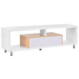 Wyld And Coco Novahome Tv Stand White And Light Brown High Gloss, 2 Drawers, W159 X D39 X H50Cm - thumbnail 7