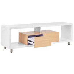 Wyld And Coco Novahome Tv Stand White And Light Brown High Gloss, 2 Drawers, W159 X D39 X H50Cm - thumbnail 5