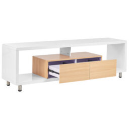 Wyld And Coco Novahome Tv Stand White And Light Brown High Gloss, 2 Drawers, W159 X D39 X H50Cm - thumbnail 6
