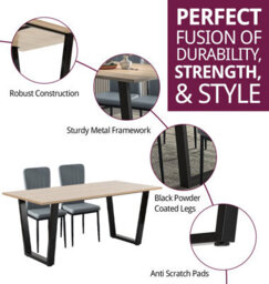 Hallowood Furniture Dudley 180Cm Dining Table Set With 6 Grey Faux Leather High Back Chairs - thumbnail 2